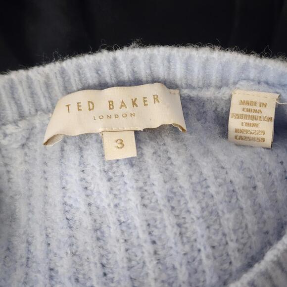 Flawless Ted Baker Baby Blue sweater with bow 3 8 Medium - Picture 6 of 7